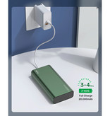 TOPK Banque d'alimentation externe en aluminium 20.000mAh - Chargeur de batterie d'affichage à LED pour batterie d'urgence à double port Bleu