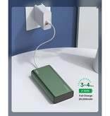 TOPK 20.000mAh Aluminum Power Bank External - Dual Port Emergency Battery LED Display Battery Charger Charger Green