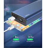 TOPK Banque d'alimentation externe en aluminium 20.000mAh - Chargeur de batterie d'affichage à LED pour batterie d'urgence à double port Vert