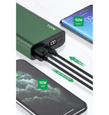 TOPK 20.000mAh Aluminum Power Bank External - Dual Port Emergency Battery LED Display Battery Charger Charger Green