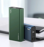 TOPK 20.000mAh Aluminum Power Bank External - Dual Port Emergency Battery LED Display Battery Charger Charger Green