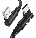 OLAF Cable de carga USB-C 90 ° - 2 metros - Cable de datos del cargador de nylon trenzado Android Negro