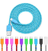 IRONGEER USB-C Oplaadkabel 1 Meter Gevlochten Nylon - Tangle Resistant Oplader Data Kabel Blauw