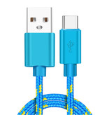 IRONGEER USB-C Oplaadkabel 1 Meter Gevlochten Nylon - Tangle Resistant Oplader Data Kabel Blauw