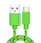 IRONGEER Cable de carga USB-C Nylon trenzado de 1 metro - Cable de datos del cargador resistente a enredos Verde
