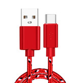 IRONGEER Cable de carga USB-C Nylon trenzado de 1 metro - Cable de datos del cargador resistente a enredos Rojo