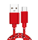 IRONGEER Kabel do ładowania USB-C 1 metr w oplocie z nylonu - nieplączący się kabel do ładowania ładowarki Czerwony