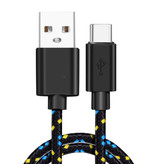 IRONGEER Cable de carga USB-C Nylon trenzado de 2 metros - Cable de datos del cargador resistente a enredos Negro