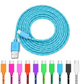 IRONGEER Cable de carga USB-C Nylon trenzado de 2 metros - Cable de datos del cargador resistente a enredos Azul
