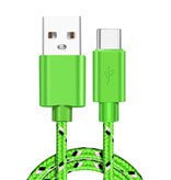 IRONGEER Cable de carga USB-C Nylon trenzado de 2 metros - Cable de datos del cargador resistente a enredos Verde