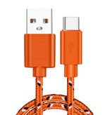IRONGEER USB-C Charging Cable 2 Meter Braided Nylon - Tangle Resistant Charger Data Cable Orange