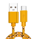 IRONGEER Cable de carga USB-C Nylon trenzado de 2 metros - Cable de datos del cargador resistente a enredos Amarillo