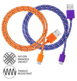 IRONGEER USB-C Charging Cable 2 Meter Braided Nylon - Tangle Resistant Charger Data Cable Purple