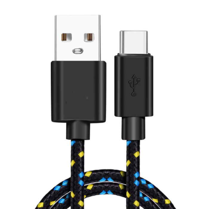 Kabel do ładowania USB-C 3-metrowy pleciony nylon - odporny na splątanie kabel do ładowania danych w kolorze czarnym