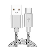 IRONGEER USB-C Oplaadkabel 3 Meter Gevlochten Nylon - Tangle Resistant Oplader Data Kabel Grijs