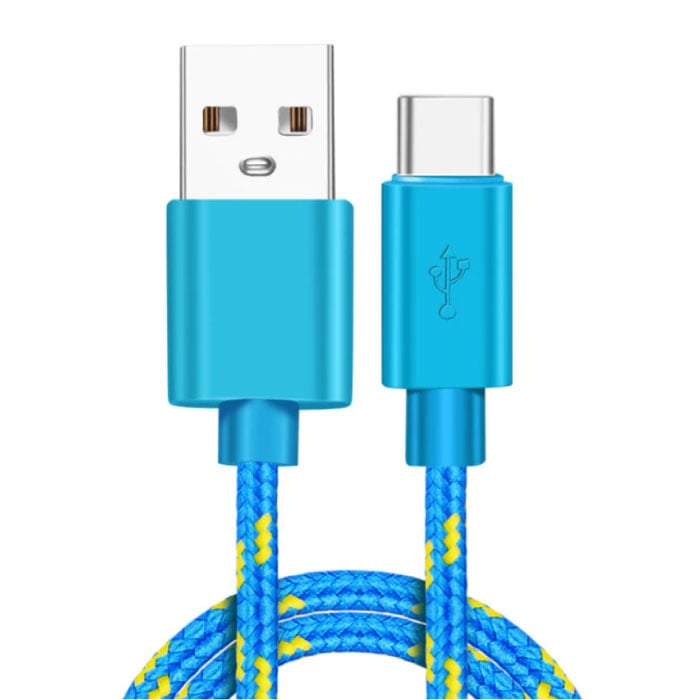 USB-C Charging Cable 3 Meter Braided Nylon - Tangle Resistant Charger Data Cable Blue