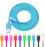 IRONGEER Cable de carga USB-C Nylon trenzado de 3 metros - Cargador resistente a enredos Cable de datos Naranja