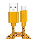 IRONGEER USB-C Oplaadkabel 3 Meter Gevlochten Nylon - Tangle Resistant Oplader Data Kabel Geel