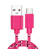 IRONGEER Cavo di ricarica USB-C 3 metri in nylon intrecciato - Cavo dati per caricabatterie resistente ai grovigli Rosa scuro