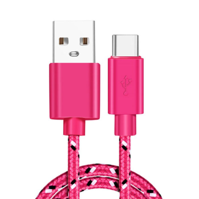 IRONGEER Câble de charge USB-C 3 mètres en nylon tressé - Câble de données de chargeur résistant à l'enchevêtrement rose foncé