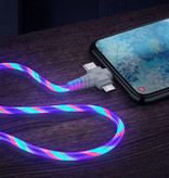 Ilano Cable de carga luminoso 3 en 1 - iPhone Lightning / USB-C / Micro-USB - Cable de datos de cargador de 1 metro Rosa