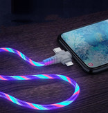Ilano Cable de carga luminoso 3 en 1 - iPhone Lightning / USB-C / Micro-USB - Cable de datos del cargador de 1 metro Azul