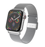 Stuff Certified® Luksusowy pasek do zegarka iWatch 38 mm / 40 mm - Metalowa bransoletka Opaska na nadgarstek Siatkowy pasek ze stali nierdzewnej Srebrny