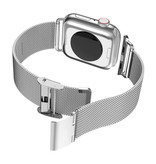 Stuff Certified® Luxe Bandje voor iWatch 38mm / 40mm - Metalen Armband Polsband Roestvrij Staal Mesh Horlogeband Zilver