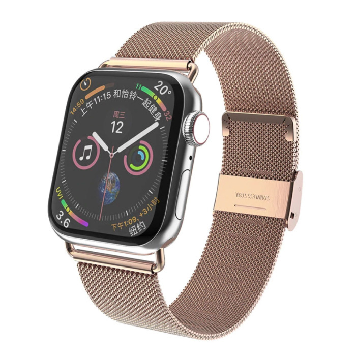 Bracelet de luxe pour iWatch 38mm / 40mm - Bracelet en métal Bracelet en maille d'acier inoxydable Bracelet en or rose