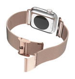 Stuff Certified® Luksusowy pasek do zegarka iWatch 38 mm / 40 mm - metalowa bransoletka Opaska na nadgarstek Siatkowy pasek ze stali nierdzewnej Różowe złoto