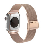 Stuff Certified® Luksusowy pasek do zegarka iWatch 38 mm / 40 mm - metalowa bransoletka Opaska na nadgarstek Siatkowy pasek ze stali nierdzewnej Różowe złoto