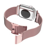 Stuff Certified® Luksusowy pasek do zegarka iWatch 38 mm / 40 mm - Metalowa bransoletka Opaska na nadgarstek Siatkowy pasek ze stali nierdzewnej Różowy