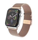 Stuff Certified® Luksusowy pasek do zegarka iWatch 42 mm / 44 mm - Metalowa bransoletka Opaska na nadgarstek Siatkowy pasek ze stali nierdzewnej Różowe złoto