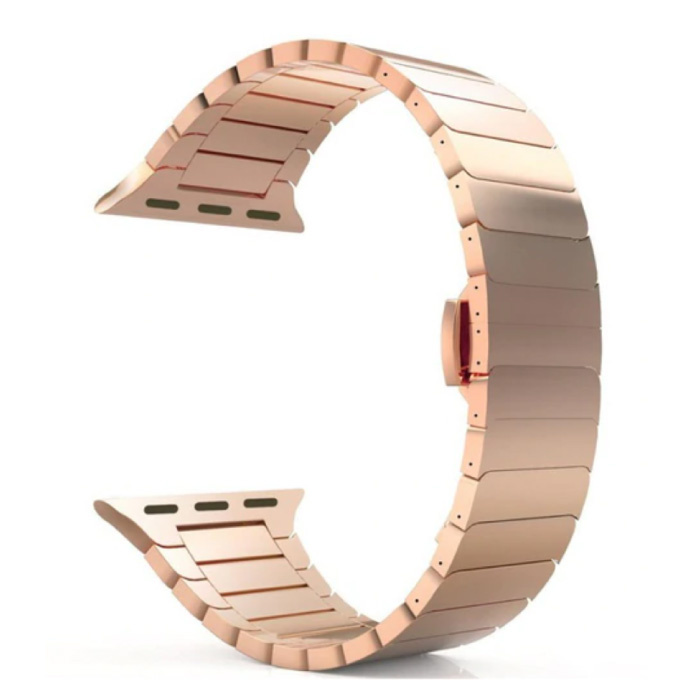 Correa de metal para iWatch 44 mm - Pulsera Pulsera de acero inoxidable Correa de reloj de oro rosa