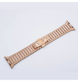 Stuff Certified® Correa de metal para iWatch 44 mm - Pulsera Pulsera de acero inoxidable Correa de reloj de oro rosa