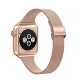 HZCXMU Milanees Mesh Bandje voor iWatch 38mm - Metalen Luxe Armband Polsband Roestvrij Staal Horlogeband Rose Gold