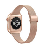HZCXMU Milanese Mesh Strap do zegarka iWatch 38 mm - Metalowa luksusowa bransoletka Opaska na rękę Pasek ze stali nierdzewnej do zegarka w kolorze różowego złota