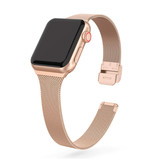 HZCXMU Milanees Mesh Bandje voor iWatch 38mm - Metalen Luxe Armband Polsband Roestvrij Staal Horlogeband Rose Gold