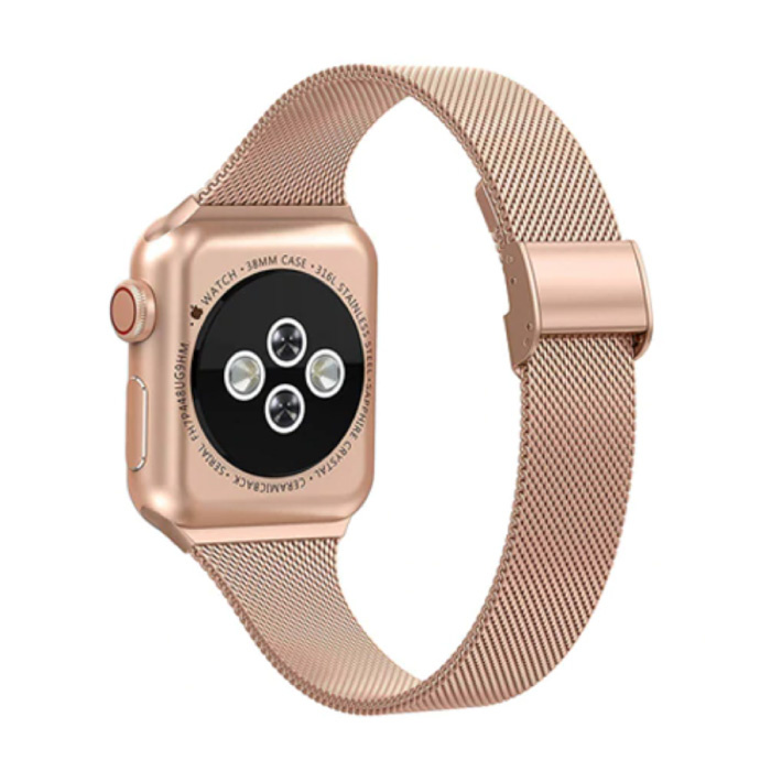 Milanese Mesh Strap do zegarka iWatch 42 mm - Luksusowa metalowa bransoletka Opaska na rękę Pasek ze stali nierdzewnej do zegarka w kolorze różowego złota
