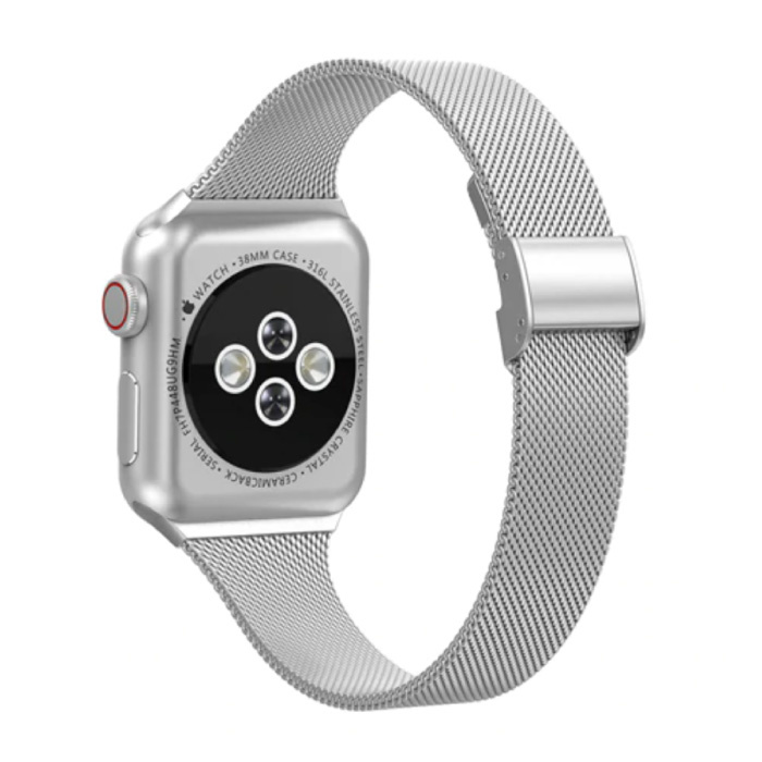 Milanese Mesh Strap do zegarka iWatch 38 mm - Metalowa luksusowa bransoletka Opaska na nadgarstek Pasek ze stali nierdzewnej Srebrny