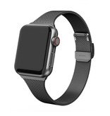 HZCXMU Bracelet en maille milanaise pour iWatch 44 mm - Bracelet en métal de luxe Bracelet en acier inoxydable noir