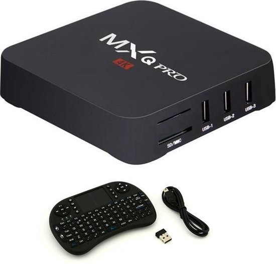 MXQ Pro 4K TV Box Media Player Android Kodi - 1 GB pamięci RAM - 8 GB pamięci masowej + klawiatura bezprzewodowa