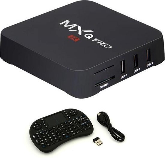 MXQ Pro 4K TV Box Mediaspeler Android Kodi - 1GB RAM - 8GB Opslagruimte + Draadloos Toetsenbord