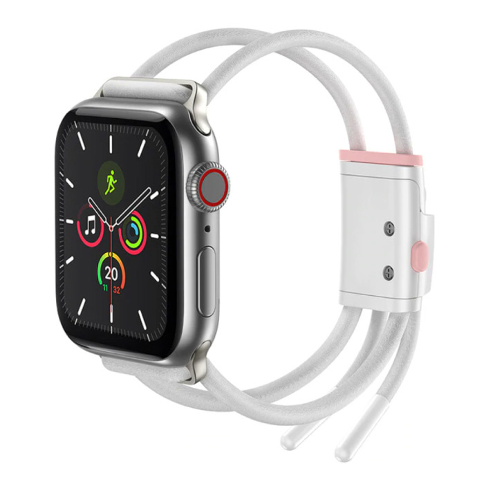 Sport Bandje voor iWatch 42mm / 44mm - Katoenen Armband Polsband Horlogeband Wit