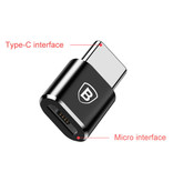 Baseus Convertidor Adaptador Tipo C a Micro-USB - Micro-USB Hembra / USB-C Macho - Carga Rápida de 2.4A y Transferencia de Datos