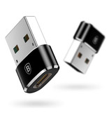 Baseus USB naar Type C Adapter Converter - USB-C Vrouwelijk / USB Mannelijk - 2.4A Snelladen en Data Overdracht