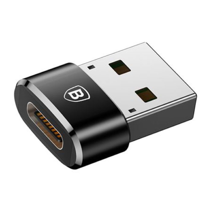 Baseus USB to Type C Adapter Converter - USB-C Female / USB Male - 2.4A Fast Charging and Data Transfer