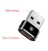 Baseus USB to Type C Adapter Converter - USB-C Female / USB Male - 2.4A Fast Charging and Data Transfer