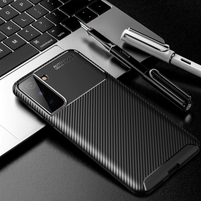 Stuff Certified® Samsung Galaxy S21 Case - Shockproof Case Silicone Rubber Cover Black