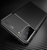 Stuff Certified® Samsung Galaxy S21 Ultra Hoesje - Shockproof Case Siliconen Rubber Cover Bruin